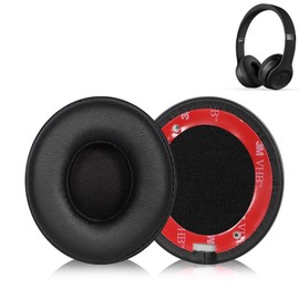 Earpads Replacement for Beats Solo 2 Solo 3 Headphone Replacement Earpads, Ear Cushions Cover for Beats Solo 2/Beats Solo 3 Wireless Headphone Ear Pads Memory Foam Leather Accessories (Black)