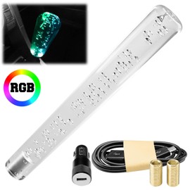 EZAUTO WRAP LED Light RGB Shift Knob Stick Crystal Transparent Bubble Gear Shifter 30cm
