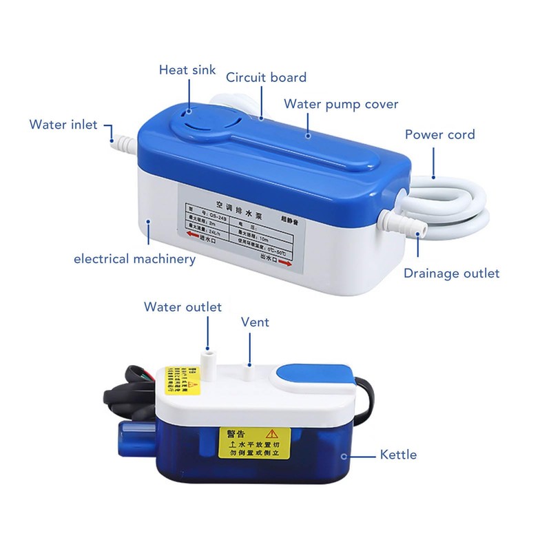 Ultra-Quiet Mini Split Condensate Pump, Automatic Drainage, 24 L/h Flow,