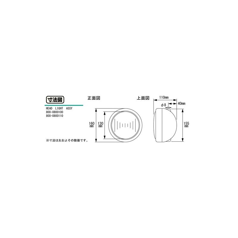 Kitaco Headlight Assembly (φ130) for Monkey / Gorilla / Magna