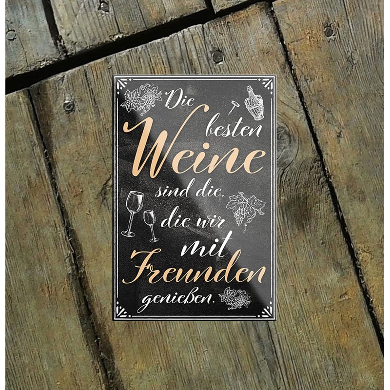 schilderkreis24 - Funny Wine Saying Magnet "Die besten Weine Freunden"