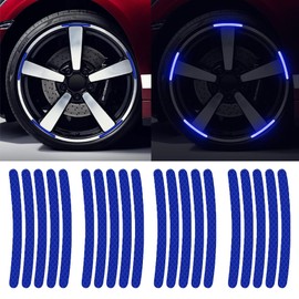 Ezweiji 20pcs Reflective Rim Strips Stickers for Car Motorcycle Wheels Bicycle Night Safety Decoration Strips Universal Anti-Scratch Reflective Rims Stickers (Blue)