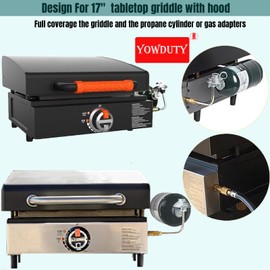 YOWDUTY Grill Cover for Blackstone 17” Griddle with Hood - Waterproof & Windproof Heavy Duty 600D Polyester 17 inch Tabletop Griddle Cover for Blackstone