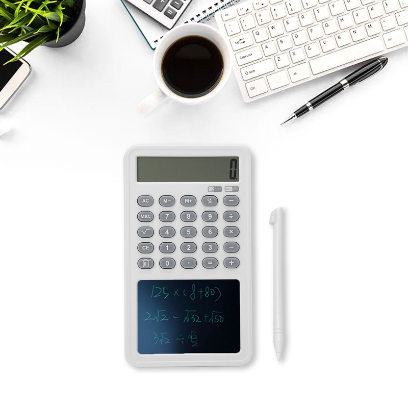 Calculator Writing Tablet White LCD 12‑Digit Display Portable Painting Handwriting