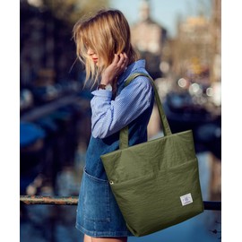 Kalidi Handbag Women's Large Buffer Bag Shopper Bag with Zip Tote Bag Women's Hobo Shoulder Bag for School Office Work Travel Shopping, Green