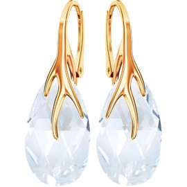 925 Silver Hanging Earrings with Austrian Crystal - Jewellery for Women and Girls - Pendant Earrings Ideal for Gifts for Women Ladies Silver Gold-Plated 24, Sterling Silver, Crystal