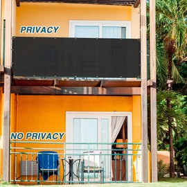 ECOOPTS 3'x10' Balcony Privacy Fence Screen with Zip Ties, Outdoor UV Protection Fence Cover for Balcony Porch Patio Deck Yard (Black)