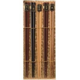 Nagao Natural Wood Hexagonal Chopsticks 8.9 inches (22.5 cm), Set of 5, Wooden