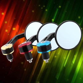 Espejo retrovisor lateral, 1 par de espejos retrovisores universales de 2,2 cm (7/8") redondos para manillar, de repuesto para motocicleta, color dorado (Extremo de la barra de oro)