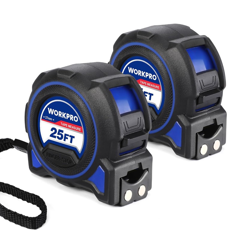 WORKPRO Cinta métrica resistente, 2 unidades de cinta métrica retráctil