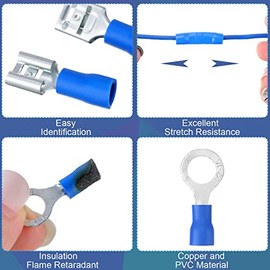 1200 Piezas Kit de Conectores de Cables Eléctricos Aislados Terminales de Crimpado de Cables Kit Surtido de Desconexión Rápida de Empalme, Anillo, Pala y Horquilla con Caja de Almacenamiento