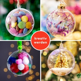 THE TWIDDLERS 48 Transparent Christmas Baubles for Filling, 6 cm, Craft Christmas Tree Decorations