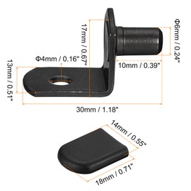 uxcell Shelf Support Pegs, 40pcs 6mm(1/4") L-Shaped Support Bracket Pegs Shelf Pin with Rubber Sleeve for Furniture Shelves Supplies, Black