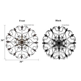 Metal Solid Mounted Medallion Hand-painted Wall Decor 30"x30", Large Metal Home Wall Art for Indoor and Outdoor Settings, Vintage Christmas Decorations, Holiday Wall Decorations, Christmas Wall Art