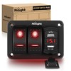 Nilight 2 Gang Rocker Switch Panel Red Backlit with 4.8