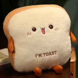 OUKEYI 15.7/40cm Toast Bread Plush Pillow, Bread Stuffed Pillow,Food Pillow with Pocket Plush pillow warm hand pillow (lovely)