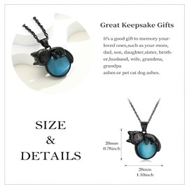 QGJNSGC Urn Necklace for Ashes Cat Moonstone Cremation Jewelry for Pet Human Stainless Steel Memorial Urn Jewelry Keepsake Pendant for Women Men Gifts, Stainless Steel, Cubic Zirconia