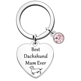 JETTOP Dachshund Mum Gifts for Woman Keyring - Dachshund Lover Gifts for Best Friend Birthday Christmas Best Dachshund Mum Ever