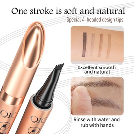 Magic Eyebrow Pencil - 2024 Waterproof 3D Microblading Eyebrow Pencil Contour Pen Precise Eyebrow Pencil with 4 Tips Durable Natural Eyebrow Pencil (11# Light Coffee)