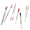 Bestgle 6 Pieces Rubber Tipped Tweezers, Stainless Steel Rubber Coated
