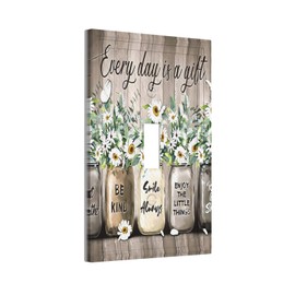 Lhdlnn Rustic Brown Wood Print Daisy Light Switch Cover 1 Gang Single Toggle Country Floral Butterfly Wall Plate Decorative Electrical Farmhouse Vintage Faceplate for Bathroom Bedroom Home 5" x 3"