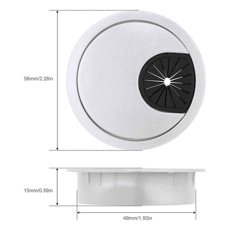 MovFlax Desk Grommet 2 Inch (50 mm) Pack of 5-Silver
