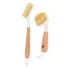 OATIPHO 2Pcs Wooden Dish Brush with Handle for Kitchen Heavy