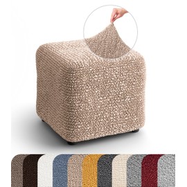 PAULATO BY GA.I.CO. Small Ottoman Cover Stool Cover Pouf Slipcover - Soft Polyester Fabric Slipcover - 1-Piece Form Fit Stretch Furniture Protector - Microfibra Collection - Tapioca (Ottoman)