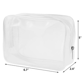 5 Packs Clear Cosmetics Bag TSA Approved, Wobe PVC Zippered Toiletry Carry Pouch Portable Makeup Bag for Vacation Travel, Bathroom and Organizing Waterproof Makeup Vinyl Case (Medium, White)