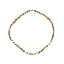 Hawaiian Jewelry 18" Tropical Jewelry Tan Coconut Bead and Puka Shell Necklace from Hawaii