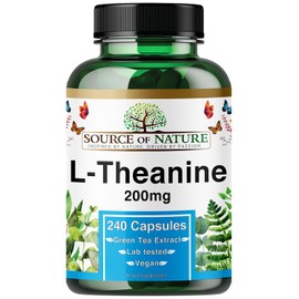 L-Theanine 200 mg - 240 Vegan Capsules - High Dose Amino Acid from Green Tea | 8 Month Supply | 98% Pure, No Additives | Made in Denmark