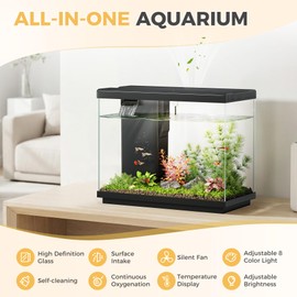 EVIEUN 2.2 Gallon Small Fish Tank, Betta Fish Aquariums Black