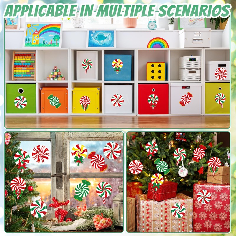 54 Pcs Christmas Candy Cut-Outs Double Printed Winter Paper Decor