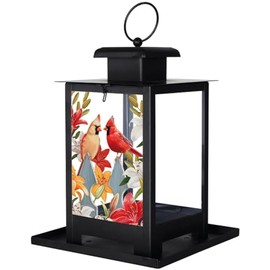 Carson 12" Cardinal Pair Bird Feeder - Cardinal Bird Feeder - Country Home Decor for Porch - Hanging Bird Feeder for Country Home Decor - Floral Bird Feeder