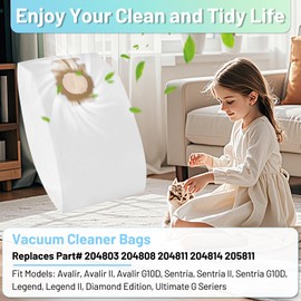 12 Pack 204814 HEPA Vacuum Bags Compatible with Kirby, Micron Magic Vacuum Cleaner Bags Fit for Kirby Avalir/Sentria/Ultimate G Series Models Replaces 204811 205811 F-Style & Twist-Style