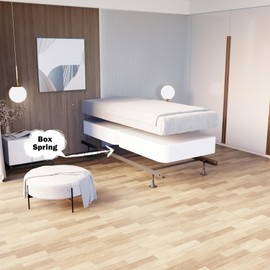 Nutan, 8-Inch Sturdy Wood Box Spring for Mattress Support - Durable and Fully Assembled, Natural Wood Foundation for Twin, White