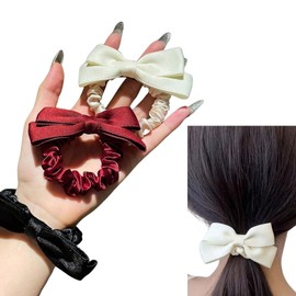 3Pcs Red Hair bow for Women and Girls, Chiffon Hair Clip Barrette Long Bow Hair Clips (3PCS bow)