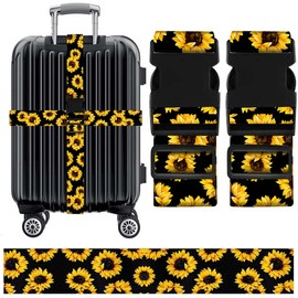 Pack of 2 Luggage Strap Suitcase Strap Flower Pattern Suitcase Straps Adjustable Suitcase Belt Cross Strap Set Travel Packing Straps Suitcase Straps Eye-catching for Suitcase Belt Travel Bag