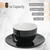 BTaT Porcelain Tea Cups and Saucers - 6oz, Black, Set