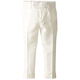 Isaac Mizrahi Boys' Solid Linen Pant, White, 4