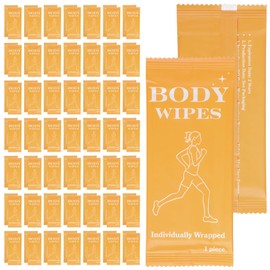 Bgtecho 200 Pack Body Wipes Individually Wrapped, Shower Wipes For Adults, No Rinse Bath Wipe Bulk, Cleansing Wipe Travel Size for Travel, Gym, Camping, Outdoors Sports (Orange)