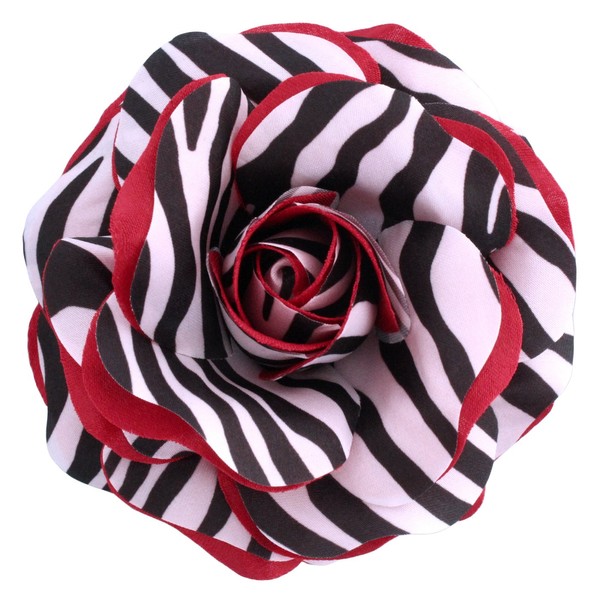 Sara Monica Hair Clip and Brooch Pin: Zebra Rose_Made in