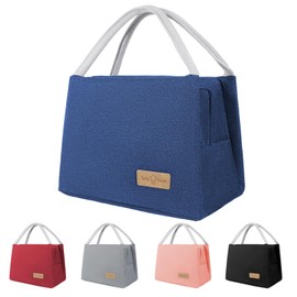 Small Lunch Bag for Women Men Adult, Insulated Lunch Containers Box Bag Waterproof Portable, Reusable Lunch Tote Bags for Work, Outdoor (Blue)