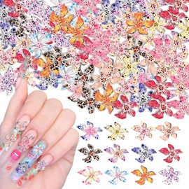 60 Pcs 3D Flower Nail Charms, Nail accessories, Summer Nail Jewellery, Ideal for Nail Art, Manicure Decoration and DIY Nail Designs