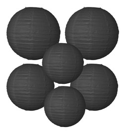 Paper Lanterns Party Decorations 6 PCS Black Round Hanging Lanterns Chinese Japanese Paper Lantern Lamp for Wedding Graduation Birthday Baby Shower Anniversary Retirement Party