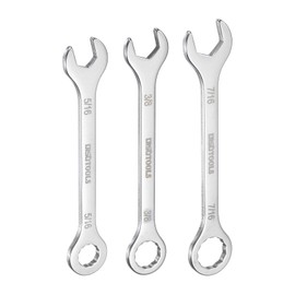 sourcing map Thin Combination Wrench Set 5/16" 3/8" 7/16" 30Cr13 Stainless Steel Mini Combination Spanner with Offset 12-Point Box End and 15° Angled Open End for Auto Repairs