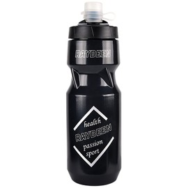 Botella de Agua Ligera para Deportiva 24 Onzas,Botellas de agua para bicicletas sin BPA,Bidón deportivo de ciclismo para fútbol, baloncesto,ciclismo,etc. (negro)