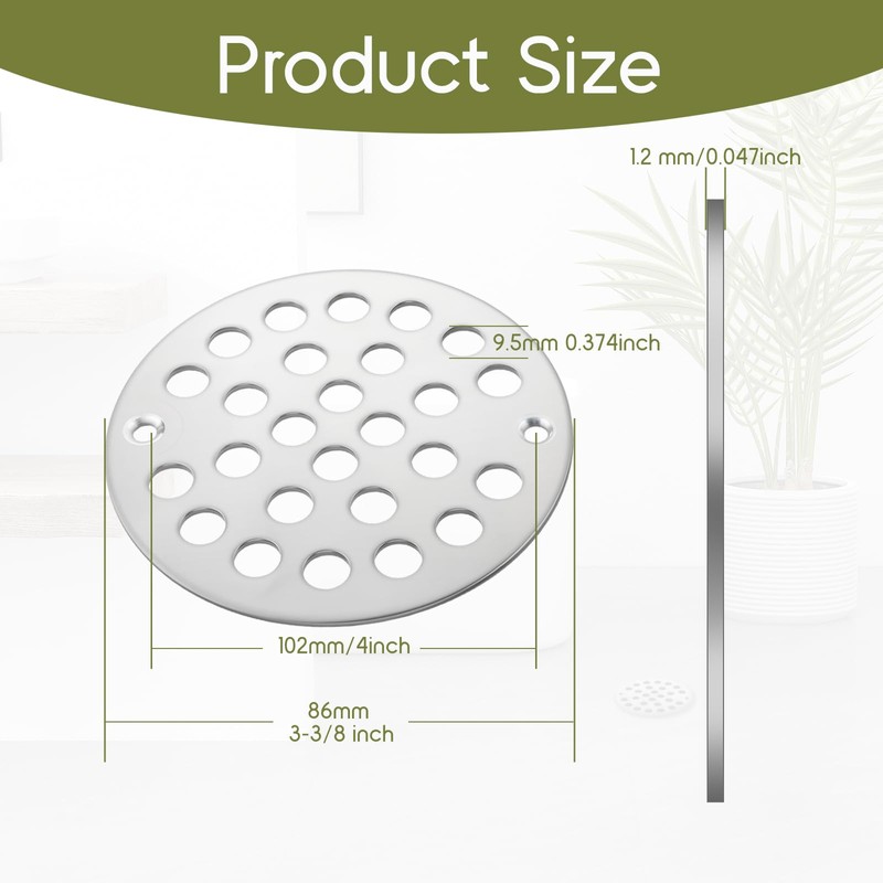 Round 4 Inch Screw-in Floor Drain Cover, Stainless Steel Strainer