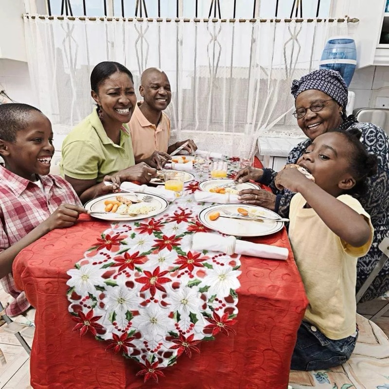 Xoxoxx Camino De Mesa De Navidad Bordado Navideño 38x176cm