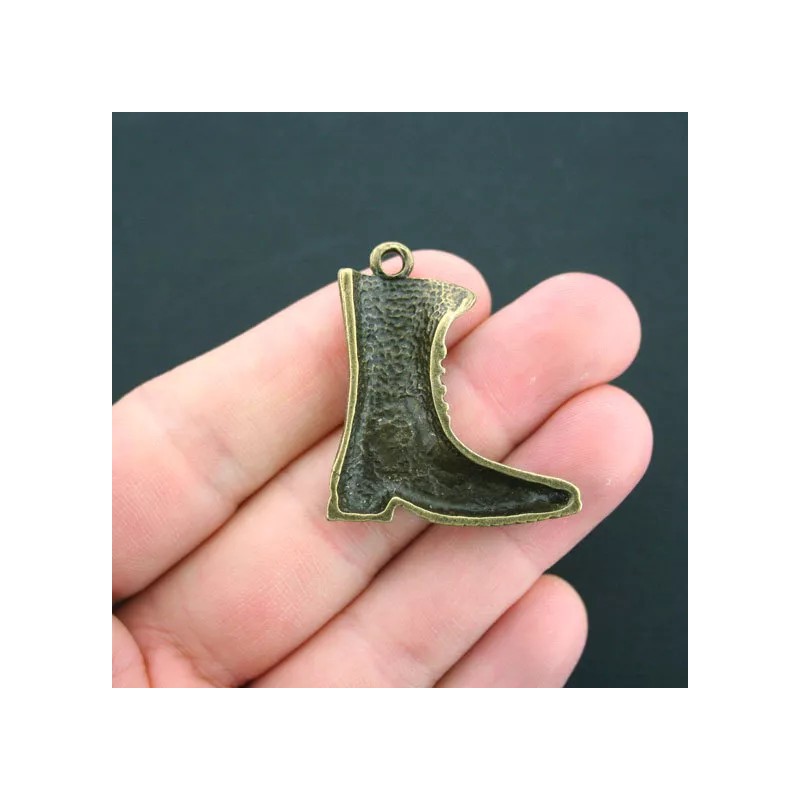 Unbranded 2 Combat Boot Charms Antique Bronze Tone Large Size